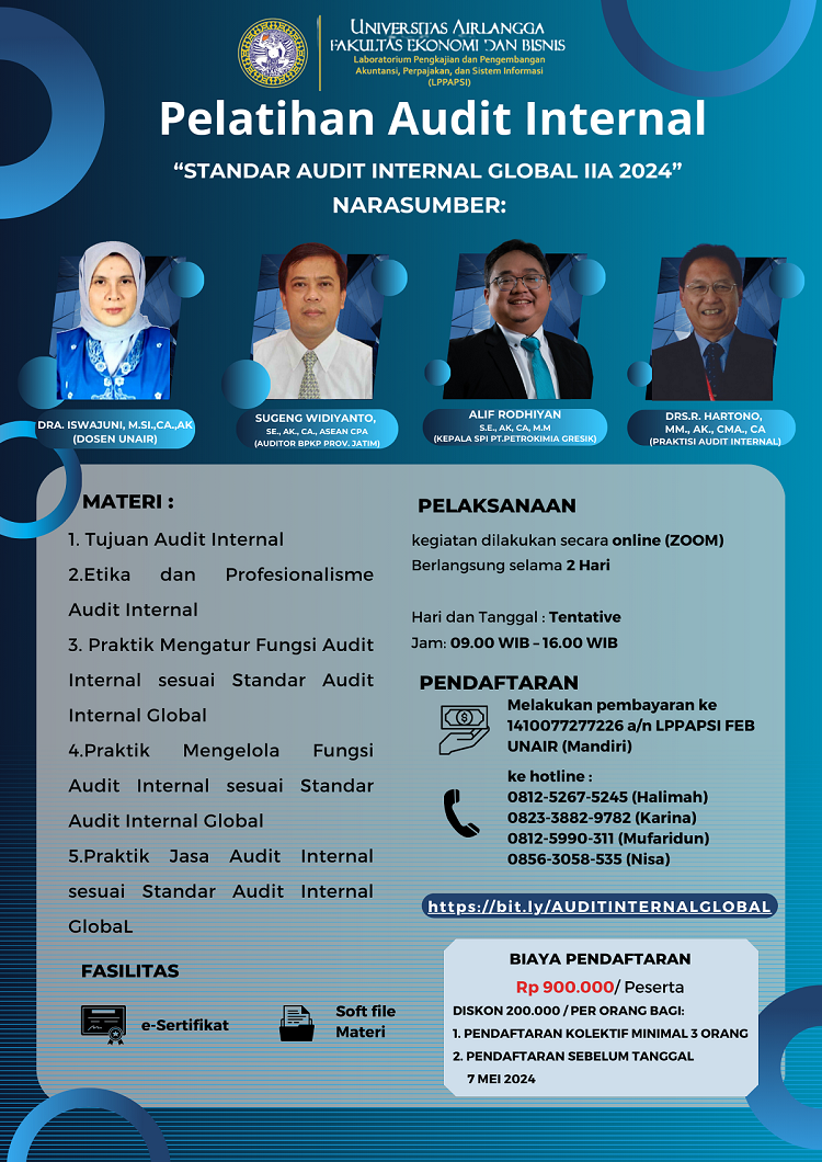 Pelatihan Parktik Audit Internal  “Standar Audit Internal Global IIA 2024”